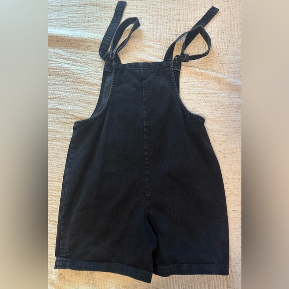 Original - Denim Dungaree Shorts in Washed Black - Picture 3 of 5